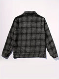 kkboxly  Men's Retro Plaid Jacket, Elegant Flap Pocket Jacket