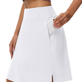 kkboxly  Tennis Sports Mid-Length Skorts, Soft Breathable Quick Drying Yoga Fitness Golf Skirts With Phone Pocket