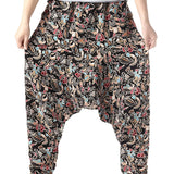 kkboxly kkboxly  Ethnic Pattern Vintage Cotton Harem Pants, Men's Casual Drop Crotch Jogging Harem Pants For Spring Summer