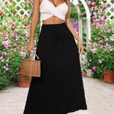 kkboxly  Casual Loose Simple Solid High Waist Fashion Skirts, Women's Clothing