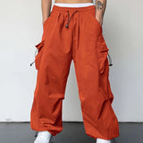 kkboxly  Solid Multi Flap Pockets Men's Straight Leg Cargo Pants, Loose Casual Outdoor Baggy Pants, Men's Work Pants Hiphop Style
