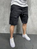 kkboxly Mens Casual Non Stretch Loose Fit Drawstring Cotton Cargo Shorts With Pockets, Male Clothes For Summer