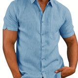 2025 kkboxly  Plus Size Men's Casual Solid Shirt For Outdoor/workout, Trendy Oversized Loose Fit Short Sleeve Shirt Tops For Big & Tall Males, Men's Clothing