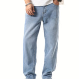 Loose Fit Distressed Jeans, Men's Casual Street Style Denim Pants For Summer Fall