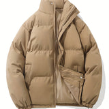 kkboxly  Men's Casual Warm Winter Jacket, Stand Collar Cotton Padded Jacket Coat For Outdoor Activities