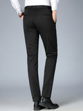 kkboxly Classic Design Dress Pants, Men's Formal Solid Color Slightly Stretch Dress Pants For Spring Summer Business