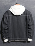 kkboxly  Chic Denim Jacket, Men's Casual Street Style Lapel Contrast Stitching Jacket Coat For Spring Fall