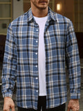 kkboxly  Plus Size Men's Plaid Shirt Oversized Long Sleeve Shirt For Fall Winter, Men's Clothing