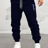 kkboxly  Letter / Coconut Tree Print Drawstring Sweatpants Loose Fit Pants Men's Casual Slightly Stretch Joggers For Winter Autumn Running Jogging