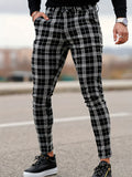 kkboxly  Men's Classic Plaid Casual Tapered Trousers Casual Long Cropped Pants Streetwear For Men