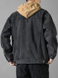 kkboxly  Men's Button Trendy Loose Denim Jacket, Men's Clothing For Spring Autumn