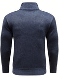 kkboxly  Men's Spring New Casual Long-sleeved Turtleneck With Zipper Knitted Pullover Sweater Warm Pocket Stitching Pullover Sweater For Autumn And Winter