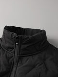 kkboxly  Men's Outdoor Casual Solid Color Stand Collar Jacket, Plush Warm Padded Coat For Autumn And Winter