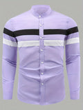 kkboxly  Classic Design Striped Shirt, Men's Casual/Semi-formal Button Up Lapel Long Sleeve Shirt For Spring Summer Business