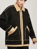 Men's Warm Fleece Jacket, Casual Stylish Warm Jacket For Fall Winter