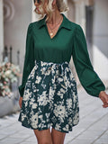 kkboxly  Elegant V-neck Belt  Dress, Long Sleeve Print V-neck Lapel Waist Summer Dresses, Women's Clothing