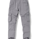 kkboxly Men's Stylish Comfy Solid Joggers With Pockets, Active Breathable Slim-fit Men's Bottom Clothing For City Walk Street Hanging Outdoor Activities