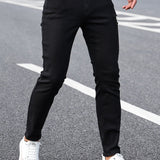 kkboxly  Men's Casual Light Blue Ripped Denim Jeans