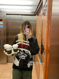 kkboxly  Y2K Long Sleeve Sweater, Loose Casual Sweater For Spring & Fall, Women's Clothing
