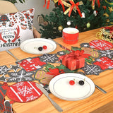 Embroidered Christmas Table Runner 1PC - Polyester Festive Table Decor with Holly, Gift, and Snowflake Patterns - 13.78x70.08inch Rectangular Floral Holiday Table Runner for Dining & Kitchen Decor