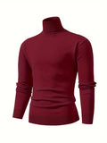 kkboxly  All Match Knitted Thermal Solid Sweater, Men's Casual Warm High Stretch Stand Collar Pullover Sweater For Fall Winter