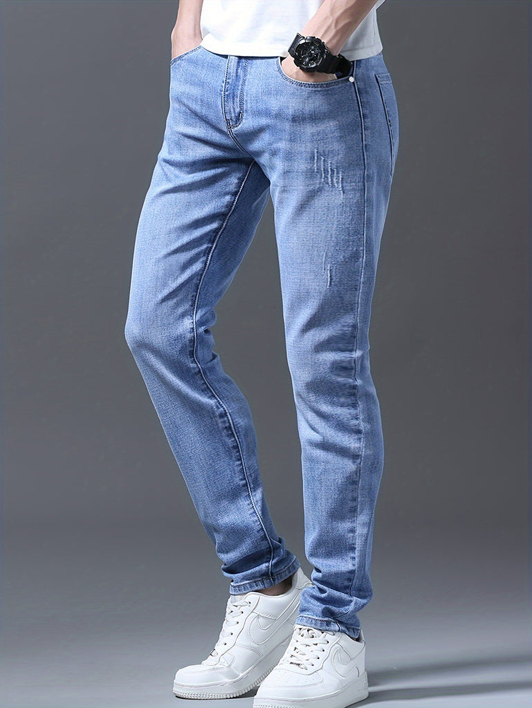 kkboxly  Men's Casual Classic Design Slim Fit  Jeans, Chic Street Style Denim Pants
