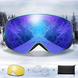 Interchangeable Lens Ski Goggles for Adults - TPU Frame, PC Material, Anti-Fog, UV Protection, for Snowboarding, Skating, Skiing, Snowmobiling - Includes Night, Prescription Lens, Bag - Mixed Color