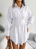 kkboxly  V-neck Loose Lapel Long Blouses, Casual Button Down Lantern Long Sleeve Fashion Long Shirts Tops, Women's Clothing