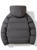 kkboxly  Classic Design Warm Hooded Jacket, Men's Casual Zip Up Cotton Padded Jacket For Fall Winter Outdoor
