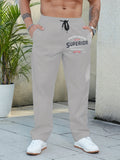 kkboxly  Men's "Superior" Print Sweatpants Oversized Fashion Joggers For Autumn/winter, Men's Clothing, Plus Size