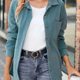 kkboxly  Plus Size Elegant Coat, Women's Plus Solid Textured Long Sleeve Lapel Collar Button Up Slight Stretch Overcoat