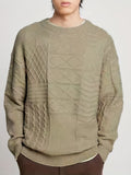 kkboxly  Men's Fashion Cable Knit Sweater For Spring/autumn/winter, Oversized Casual Long Sleeve Pullover Sweater, Plus Size