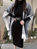 kkboxly  Rib Knit Sweater Dress, Casual High Neck Long Sleeve Bodycon Dress, Women's Clothing