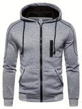 kkboxly  Contrast Color Design Men's Hooded Jacket Casual Long Sleeve Hoodies With Zipper Hooded Coat For Autumn Winter