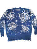 kkboxly  Plus Size Swirls Pattern Mens Oversized Crew Neck Knit Sweater Pullover Casual Long Sleeve Warm Sweaters For Fall Winter