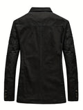 kkboxly  Men's Cotton Big Pocket Blazer, Men's Casual Lapel Button Up Jacket For Fall Winter Leisure Outdoor