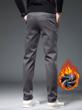 kkboxly  Plus Size Men's Solid Pants Fashion Casual Cotton Pants Fall Winter, Men's Clothing
