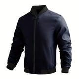 kkboxly  Men's Casual Zip-up Regular Fit Jacket, Zipper Pocket Baseball Jacket, Lightweight Casual Jacket For Men