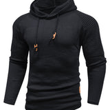 kkboxly  Men's Casual Trendy Solid Color Knit Comfortable Pullover Hoodies Sweater For Spring Fall, As Gifts