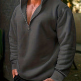 kkboxly  Men's Sweatshirt Pullover For Men Solid Zipper Collar Sweatshirts For Winter Fall Long Sleeve Tops