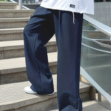 kkboxly  Chic Loose Fit Mopping Trousers, Men's Casual Solid Color Straight Leg Pants For Spring Summer