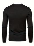kkboxly  "Paris" Print Creative Knitted Sweater, Men's Casual Crew Neck Medium Stretch Sweater
