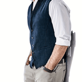 kkboxly  Men's Elegant Single Breasted Vest, Semi-formal Retro Waistcoat For Spring Fall