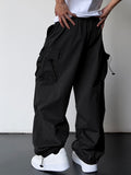 kkboxly kkboxly Solid Multi Flap Pockets Men's Straight Leg Cargo Pants, Loose Casual Outdoor Pants, Men's Work Pants For Hiking Fishing Angling