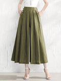 kkboxly  Solid Wide Leg Cropped Pants, Retro Style Loose Casual Pants For Spring & Summer, Women's Clothing