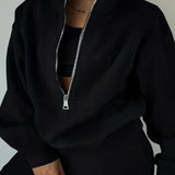 kkboxly  Casual Matching Two-piece Set, Zip Up Sweatshirt  & Solid Sweatpants Outfits, Women's Clothing