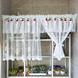 kkboxly 1pc Vintage-Inspired Short Valance Curtains - Rod Pocket Top Voile Half Curtains for Kitchen Windows, Pastoral Cherry Living Room Home Decor with Sheer Embroidery Lace and Classic Design