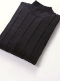 Plus Size Men's Solid Knit Sweater Spring Fall Winter Textured Pullover For Big & Tall Males, Men's Clothing