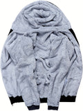 kkboxly  Color Block Sherpa Lined Men's Hooded Jacket Casual Long Sleeve Hoodies With Zipper Gym Sports Hooded Coat For Spring Fall