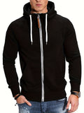 kkboxly  Trendy Color Block Men's Hooded Jacket Casual Long Sleeve Hoodies With Zipper Gym Sports Hooded Coat For Winter Fall